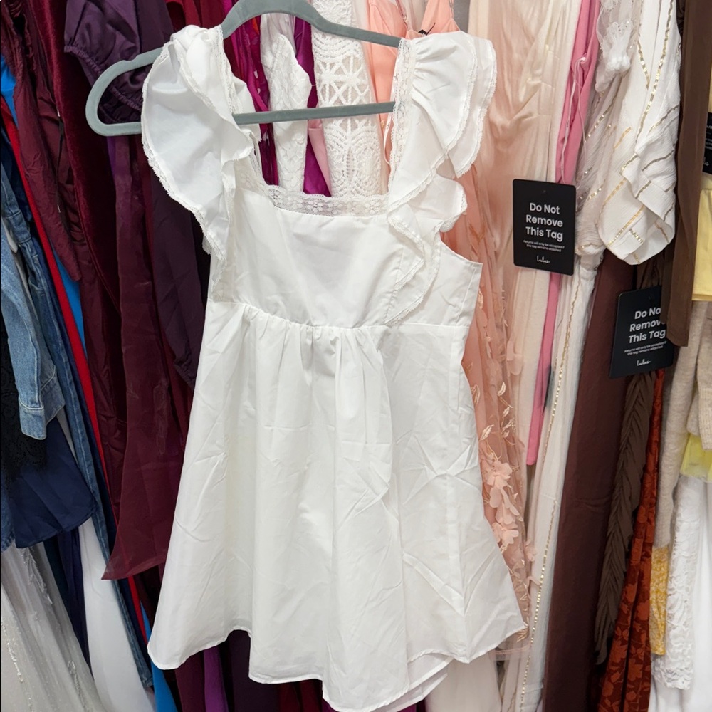 Lulu's White Ruffle Mini Dress - Picture 4 of 5